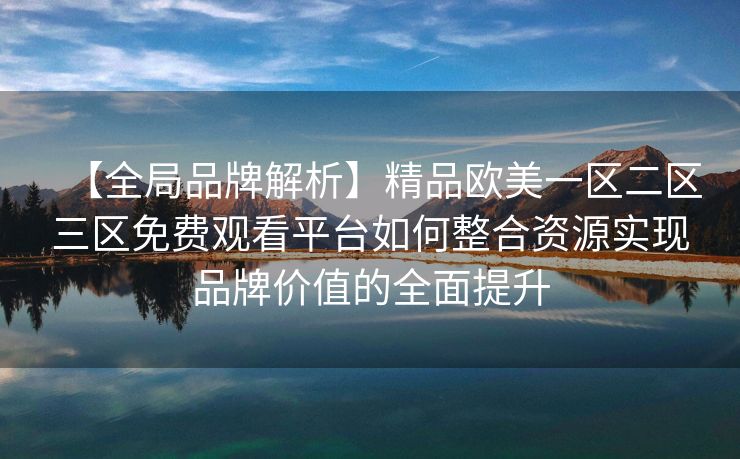 【全局品牌解析】精品欧美一区二区三区免费观看平台如何整合资源实现品牌价值的全面提升